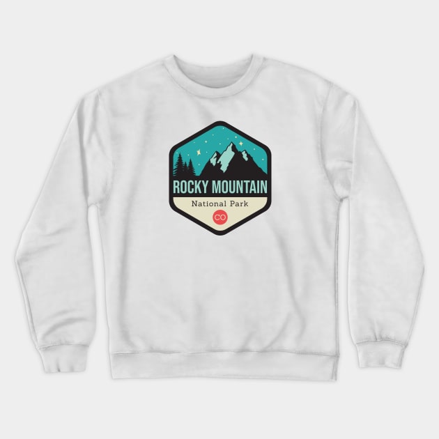 Rocky Mountains Park Badge Crewneck Sweatshirt by CloudWalkerDesigns